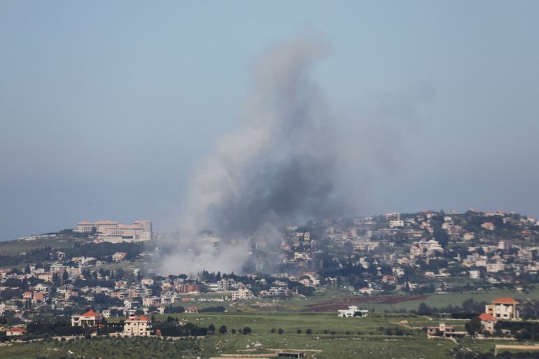 Smoke rises after Israeli strikes, as seen from Marjayoun, Lebanon, May 2, 2026. REUTERS/Karamallah Daher