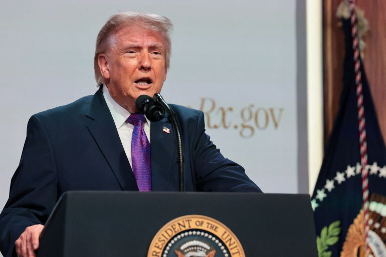 reuters_6a0b89a4-1779141028 U.S. President Donald Trump delivers remarks about health care costs and affordability from an auditorium on the White House campus in Washington, D.C., U.S., May 18, 2026. REUTERS/Jonathan Ernst