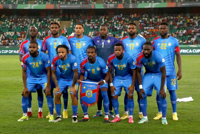 Soccer Football - Quarter Final - DR Congo v Guinea - Alassane Ouattara Olympic Stadium, Abidjan, Ivory Coast - February 2, 2024 DR Congo players pose for a team group photo before the match REUTERS/Luc Gnago