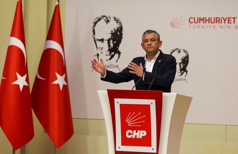 Turkey's main opposition Republican People's Party (CHP) leader Ozgur Ozel addresses the media in Ankara, Turkey, May 21, 2026. REUTERS/Efekan Akyuz