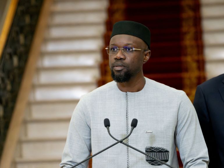 reuters_6a14fa03-1779759619 FILE PHOTO: Ousmane Sonko speaks after he was appointed prime minister by Senegal's newly-elected President Bassirou Diomaye Faye, in Dakar, Senegal April 2, 2024. REUTERS/Abdou Karim Ndoye/File Photo
