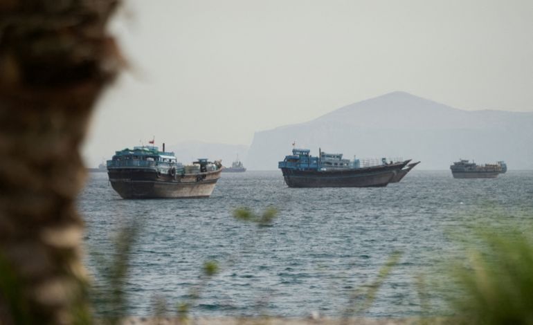 FILE PHOTO: Vessels sail through the Strait of Hormuz, Musandam, Oman, May 22, 2026. REUTERS/Stringer/File Photo