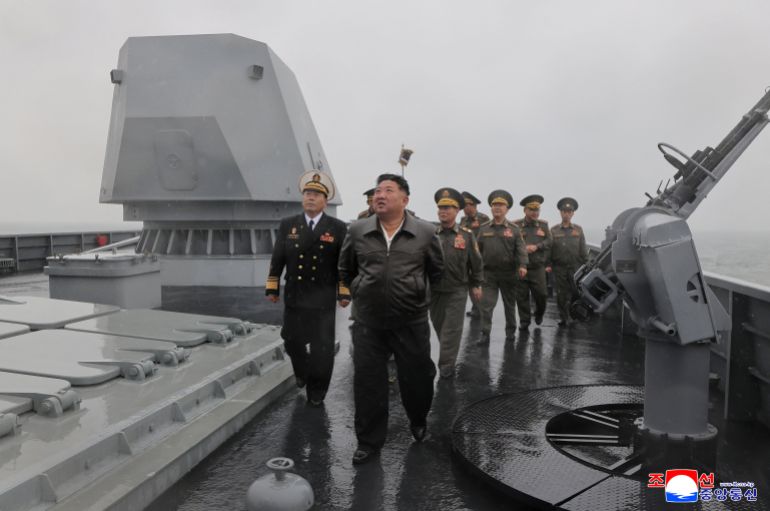 reuters_6a1630c3-1779839171 North Korean leader Kim Jong Un visits a navy destroyer being tested for deployment, May 7, 2026, in this picture released by North Korea's official Korean Central News Agency. KCNA via REUTERS ATTENTION EDITORS - THIS IMAGE WAS PROVIDED BY A THIRD PARTY. REUTERS IS UNABLE TO INDEPENDENTLY VERIFY THIS IMAGE. NO THIRD PARTY SALES. SOUTH KOREA OUT. NO COMMERCIAL OR EDITORIAL SALES IN SOUTH KOREA.