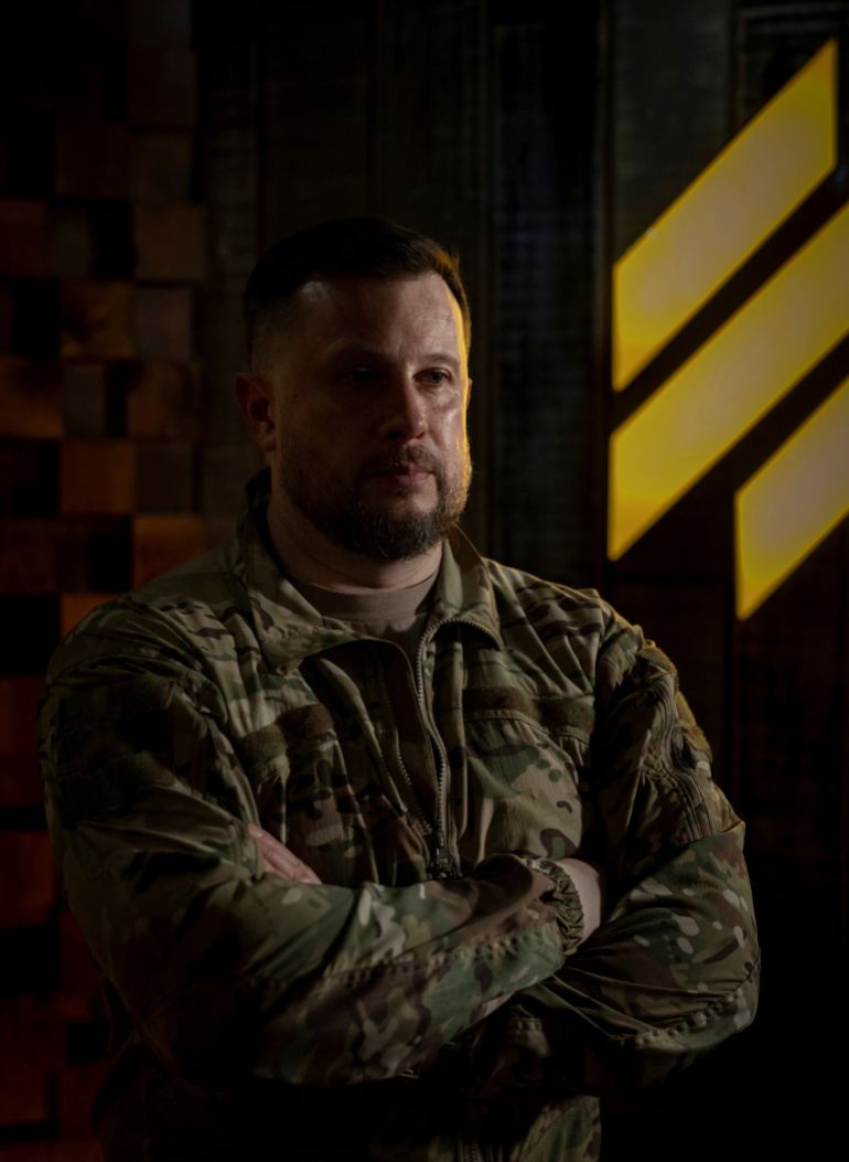 reuters_6a16cba5-1779878821 Brig. Gen. Andriy Biletsky of the Third Army Corps of the Ukrainian Armed Forces poses for pictures after an interview, amid Russia's attack on Ukraine, at an undisclosed location in the Kharkiv region, Ukraine, May 21, 2026. REUTERS/Thomas Peter