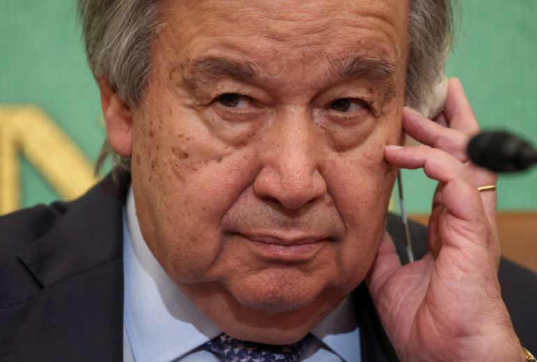 reuters_6a18712b-1779986731 FILE PHOTO: United Nations Secretary-General Antonio Guterres attends a press conference at Japan National Press Club in Tokyo, Japan May 20, 2026. REUTERS/Issei Kato/File Photo