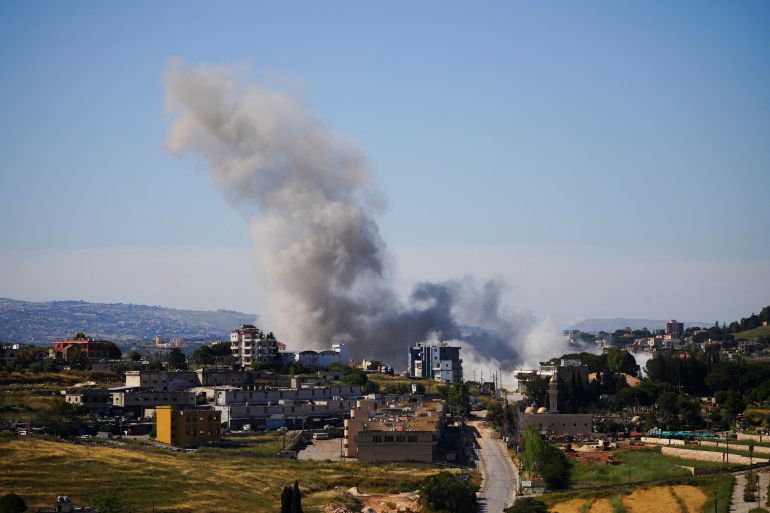 Smoke billows following an Israeli strike in Nabatieh, Lebanon May 28, 2026. REUTERS/Stringer