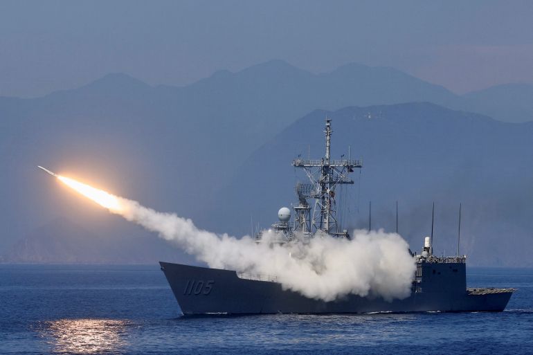 rts9w7wn A missile is fired from ROCS Chi Kuang as part of Taiwan's main annual "Han Kuang" exercises