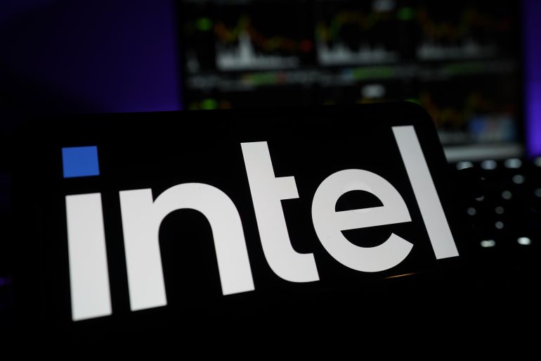 shutterstock_2651967369-1778510395 Los Angeles, California - July 7 2025: Intel Logo On Mobile And Computer Screens With Stock Chart Background