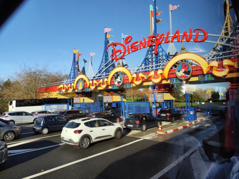 France, Paris - October 30, 2025: Cars queue to enter Disneyland