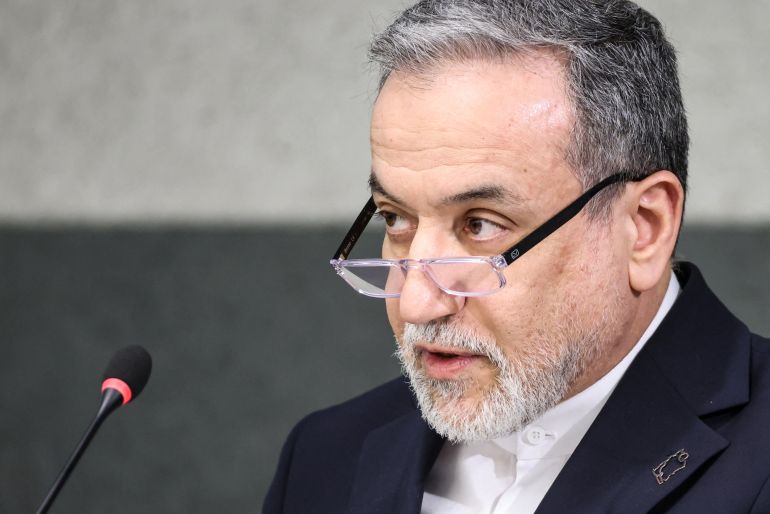 Iran's Foreign Minister Abbas Araghchi addresses a special session of the Conference on Disarmament at the United Nations, aside of U.S.-Iran talks in Geneva, Switzerland, February 17, 2026. REUTERS/Pierre Albouy (رويترز)