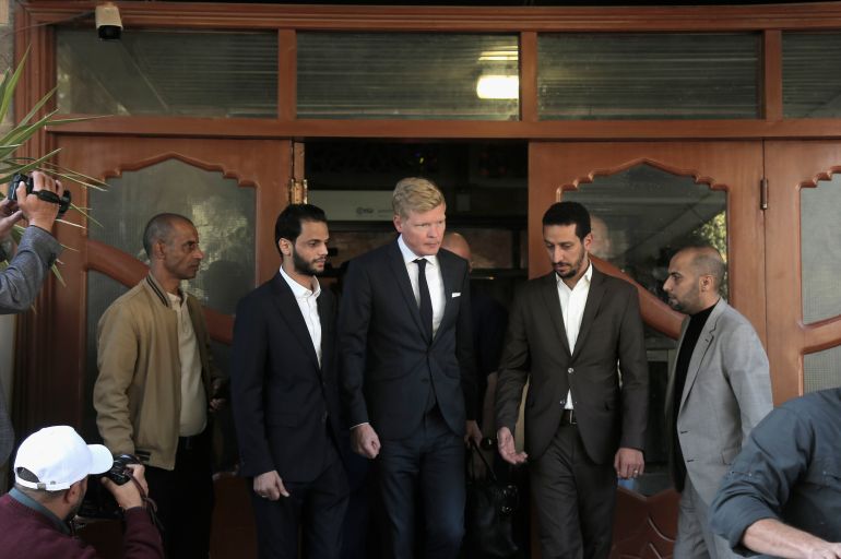 SANA'A, YEMEN - JANUARY 6: Hans Grundberg, the United Nations' special envoy for war-torn Yemen, arrives at the Houthil-controlled capital Sanaa for peace talks, in an attempt to end the long-age war, at the Sana'a International Airport, on January 6, 2025, in Sana'a, Yemen. (Photo by Mohammed Hamoud/Getty Images)