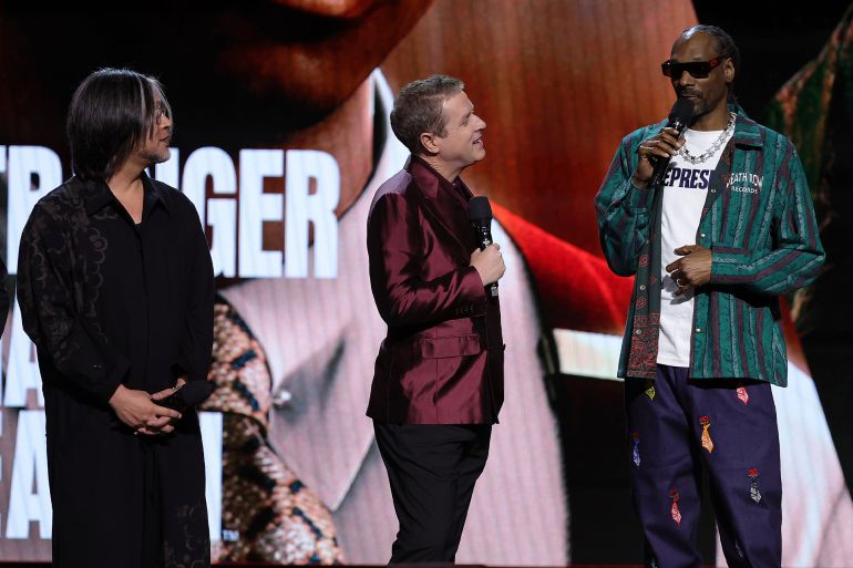 001-1781006558 HOLLYWOOD, CA - JUNE 5: (L-R) Masayoshi Yokoyama, Geoff Keighley and Snoop Dogg speak onstage during the “Summer Game Fest 2026” at Dolby Theatre on June 5, 2026 in Hollywood, California. (Photo by Frank Micelotta/Summer Game Fest via Getty Images)