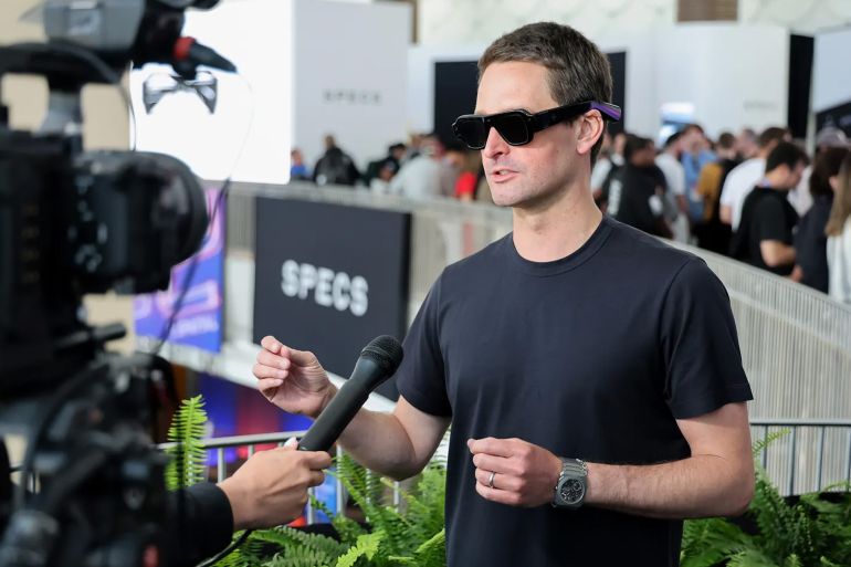LONG BEACH, CALIFORNIA - JUNE 16: Evan Spiegel, Co-Founder and CEO, Snap Inc. is interviewed about SPECS at AWE 2026 at Long Beach Convention & Entertainment Center on June 16, 2026 in Long Beach, California. (Photo by Joe Scarnici/Getty Images for Snap)