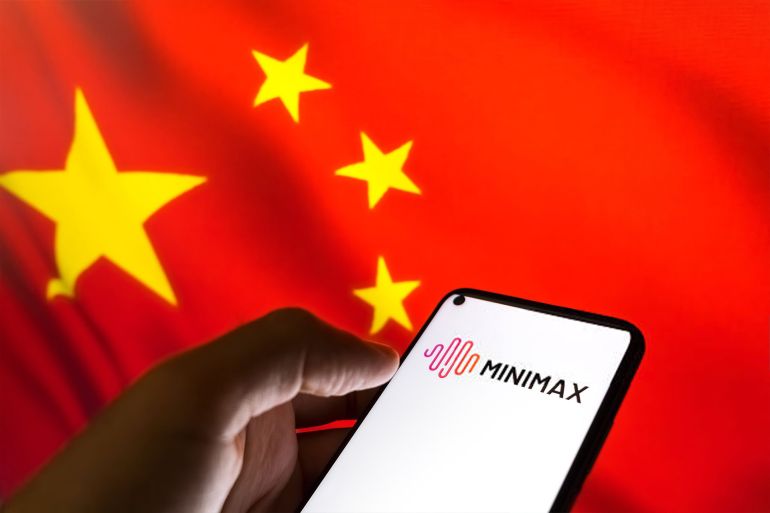 The MiniMax logo appears on a smartphone screen, and the flag of China displays as the background on a laptop computer screen in this photo illustration in Athens, Greece, on May 30, 2026. China's MiniMax Group begins preparations for a domestic initial public offering, according to a regulatory filing, as the fast-growing artificial intelligence startup competes with local rivals including DeepSeek. (Photo by Nikolas Kokovlis/NurPhoto via Getty Images)