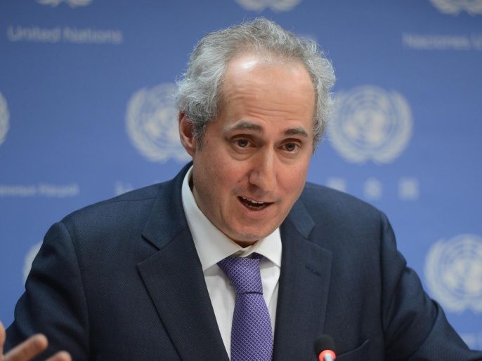 NEW YORK, UNITED STATES - MARCH 11: UN spokesman Stephane Dujarric speaks during the press conference at UN headquarters in New York, United States, on March 10, 2014.