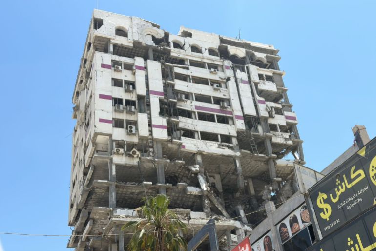 8- غزة – برج فلسطين، الذي كان يُعد الحاضنة الأبرز لكبرى شركات التكنولوجيا وريادة الأعمال والعمل الحر في قطاع غزة، وشكّل مركزًا حيويًا الاقتصاد الرقمي الفلسطيني قبل أن يتعرض للتدمير خلال حرب الابادة. 02/06/2026، إياد القطراوي، (الجزيرة)