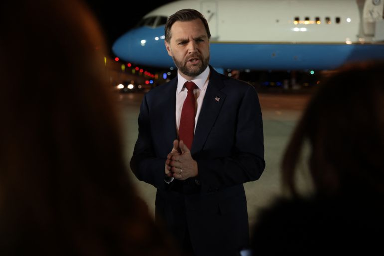 afp_69d6b5dfe0c8-1775678943 US Vice President JD Vance speaks to the media before boarding Air Force Two to return to Washington DC, after the White House announced he would be leading the US delegation in upcoming peace talks with Iran, at the Budapest Ferenc Liszt International Airport in Budapest, Hungary, on April 8, 2026.