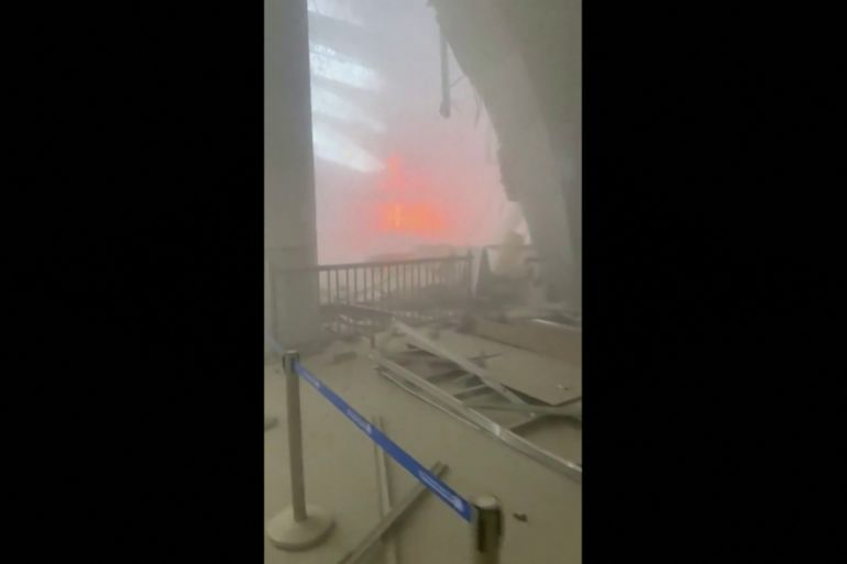This video grab taken from UGC images posted on social media on June 3, 2026, appears to show damage at Kuwait's international airport following an attack.