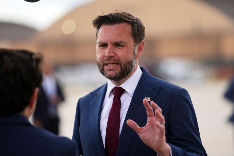 afp_6a244673027d-1780762227 US Vice President JD Vance speaks with reporters after his arrival at Joint Base Andrews in Maryland, on May 28, 2026 on his return from Colorado where he attended the 2026 graduation ceremony at the US Air Force Academy. (AFP)