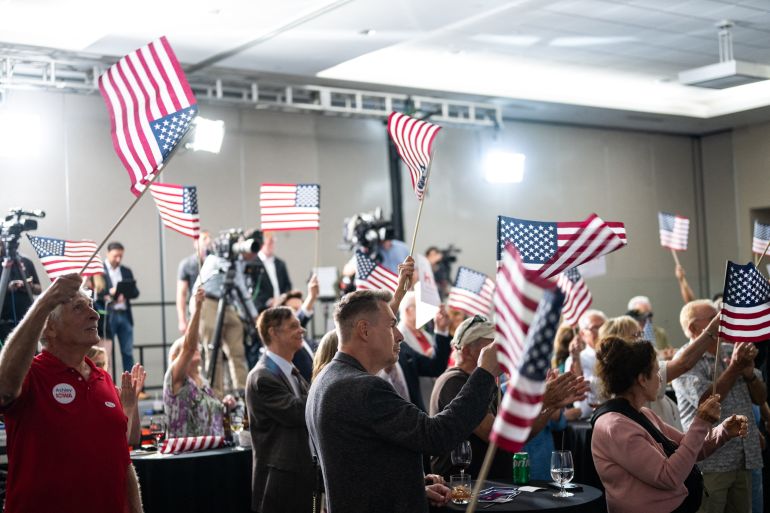 afp_6a26cea7d8b8-1780928167 CEDAR RAPIDS, IOWA - JUNE 2: Supporters celebrate during a primary election watch party for Republican U.S. Senate candidate, U.S. Rep. Ashley Hinson (R-IA) on June 2, 2026 in Cedar Rapids, Iowa. Hinson won the Republican nomination to vie for the seat vacated by Sen. Joni Ernst (R-IA) in the general election. Stephen Maturen/Getty Images/AFP (Photo by Stephen Maturen / GETTY IMAGES NORTH AMERICA / Getty Images via AFP)