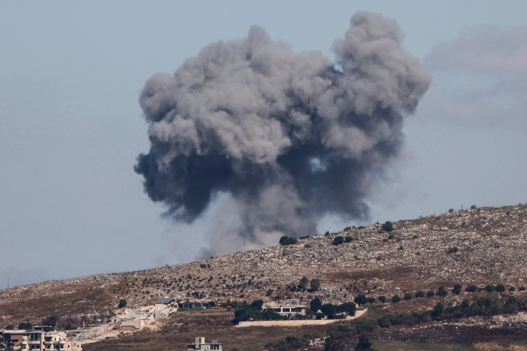 afp_6a34f8d417b6-1781856468 A photograph taken from the southern Lebanese region of Marjayoun shows smoke rising following an Israeli airstrike on the village of Nabatieh al-Fawqa on June 19, 2026.