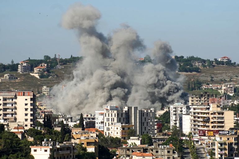 afp_6a366782d8cf-1781950338 Smoke rises from the site of a string of Israeli airstrikes that targeted the southern Lebanese city of Nabatieh on June 20, 2026.