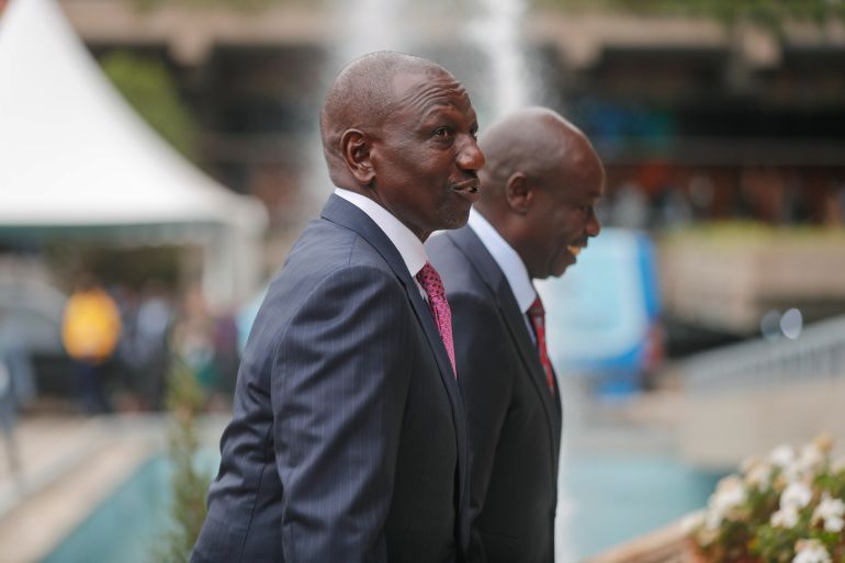 ap_69f9ced299e62-1777979090 Kenya President William Ruto, left, and Deputy Vice President, Rigathi Gachagua arrive at Kenyatta International Convention Centre (KICC) for the Africa Climate Summit, in Nairobi, Kenya, Monday, Sept. 4, 2023. The first African Climate Summit is opening with heads of state and others asserting a stronger voice on a global issue that affects the continent of 1.3 billion people the most, even though they contribute to it the least. (AP Photo/Brian Inganga)