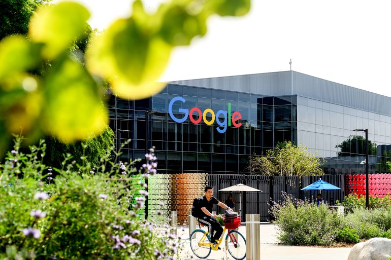 ap_6a043d8a50ac5-1778662794 A biker leaves Google headquarters on Thursday, March 26, 2026, in Mountain View, Calif. (AP Photo/Noah Berger)