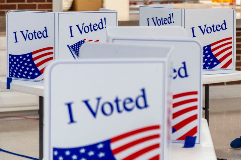 ap_6a1af0b0962e7-1780150448 FILE - Privacy booths are seen on the morning of the South Carolina Republican primary election at a church in Cayce, S.C., Feb. 24, 2024. (AP Photo/Andrew Harnik, File)