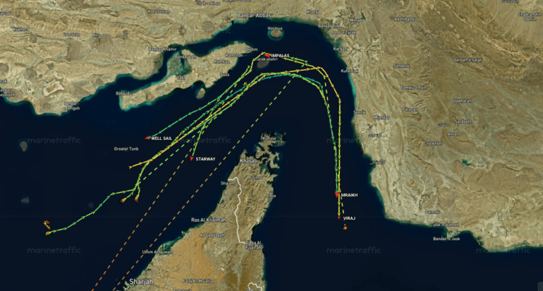 cabfbwr-lnaqlat-nft-1781785043 أكبر عبور لناقلات النفط منذ نحو بدء الحصار الأمريكي 18 يونيو/حزيران الجاري (مارين ترافيك)