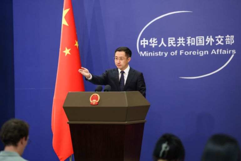 epa_684adaa93f3f-1749736105 epa12159537 Chinese Ministry of Foreign Affairs spokesperson Lin Jian gestures as he speaks during a press conference in Beijing, China, 06 June 2025. In response to Guatemalan President Bernardo Arévalo’s remarks about strengthening ties with Taiwan, Chinese Foreign Ministry Spokesperson Lin Jian reaffirmed the one-China principle and denounced the move as political manipulation by Taiwan authorities during the press conference. EPA-EFE/WU HAO