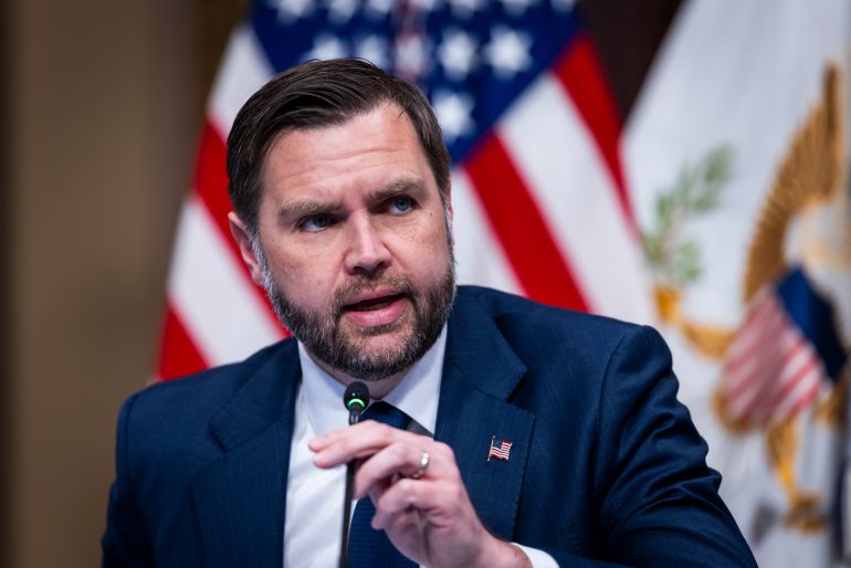 epa_6a16542e5b1d-1779848238 epa12995923 US Vice President JD Vance speaks to Republican state attorneys general during a roundtable on antifraud initiatives in the Eisenhower Executive Office Building in Washington, DC, USA, 26 May 2026. Democratic attorneys general declined to attend the event. EPA/JIM LO SCALZO