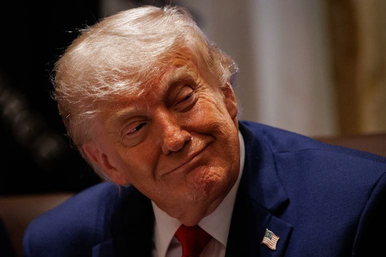 epa_6a2004e7357b-1780483303 epa12998483 US President Donald Trump reacts during a Cabinet meeting in the Cabinet Room of the White House in Washington, DC, USA, 27 May 2026. Trump held the meeting with members of his Cabinet amid ongoing US-Iran negotiations. EPA/SAMUEL CORUM / POOL