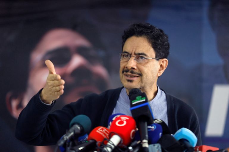 epa13009545 Ivan Cepeda, the presidential candidate for the Pacto Historico party in Colombia, speaks during a press conference in Bogota, Colombia 01 June 2026. Cepeda acknowledged that, following the verifications carried out by his campaign, they have not yet found evidence of irregularities that would call into question the result of the first round of the Colombian presidential election on 31 May 2026, in which he came in second place. EPA/Carlos Ortega
