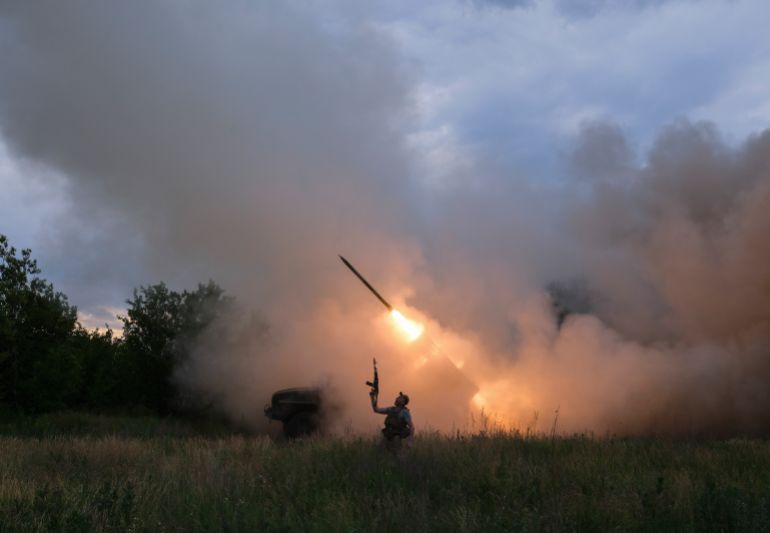 epaselect epa13018223 A handout picture released by the press service of the 93rd Separate Mechanized Brigade of the Ukrainian Armed Forces shows service members of the 93rd Kholodny Yar Brigade firing a rocket from a BM-21 Grad multiple rocket launcher toward Russian positions in the Konstantinivka direction in Donetsk region, Ukraine, 04 June 2026 (issued 05 June 2026), amid the Russian invasion. Russian troops entered Ukrainian territory 24 February 2022, beginning a conflict that has caused destruction and a humanitarian crisis. EPA/93RD MECHANIZED BRIGADE / HANDOUT HANDOUT EDITORIAL USE ONLY/NO SALES