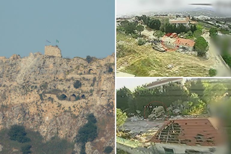 erty-1780491350-1 لقطات من عمليات حزب الله اللبناني عند قلعة الشقيف التاريخية جنوب لبنان - NABATIEH, LEBANON - MAY 31: An Israeli flag is seen flying over the historic Beaufort Castle (Shaqif Arnun) as Israeli forces occupied the strategic hilltop site of Beaufort Castle (Shaqif Arnun), despite an existing ceasefire at the north of Litani River in Nabatieh, Lebanon on May 26, 2026. (Photo by Stringer/Anadolu via Getty Images)