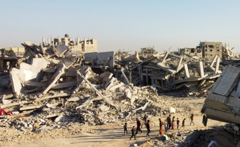 gaza-destruction-25-02-1772034292 A drone view shows the destruction in a residential neighborhood, after the withdrawal of the Israeli forces from the area, amid a ceasefire between Israel and Hamas in Gaza, in Gaza City, October 25, 2025. REUTERS/Dawoud Abu Alkas
