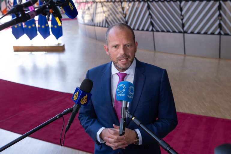 getty_6a3568fdd0-1781885181 BRUSSELS, BELGIUM - MAY 20: Belgian Defence Minister Theo Francken speaks to the press at the European Council headquarters during the meeting of Defence Ministers on May 20, 2025 in Brussels, Belgium. Today's EU's Foreign Affairs Council meeting includes a session with EU Defense Ministers to discuss military support for Ukraine. (Photo by Omar Havana/Getty Images)