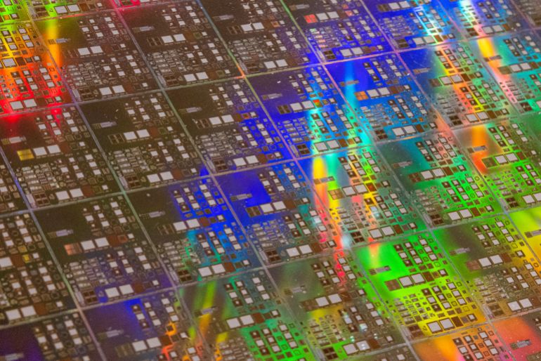 getty_6a38f550a9-1782117712 HSINCHU, TAIWAN - SEPTEMBER 16: A closeup of a silicon wafer on display at Taiwan Semiconductor Research Institution on September 16, 2022 in Hsinchu, Taiwan. Taiwan's semiconductor manufacturing capabilities are crucial to global supply chains, with megacap companies like Apple, Nvidia and Qualcomm heavily dependent on the island's exports. Taiwan accounts for some 60 percent of global semiconductor foundry revenue, according to media reports. (Photo by Annabelle Chih/Getty Images)