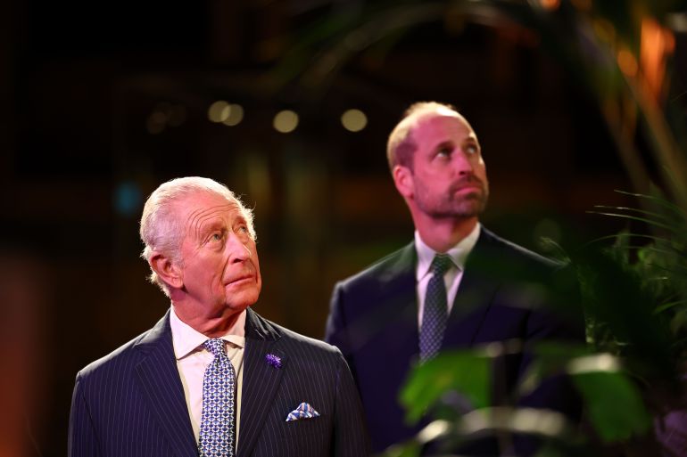LONDON, ENGLAND - OCTOBER 09: Prince William, Prince of Wales and King Charles III attend the Countdown to COP30 at the Natural History Museum on October 09, 2025 in London, England. The event, hosted by the Natural History Museum and the UK Government, brings together climate ambassadors from across the world ahead of the COP30 summit in Belem in November. (Photo by Henry Nicholls-Pool/Getty Images)