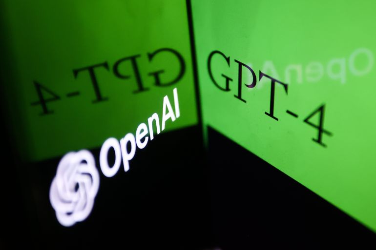 gettyimages-1248236070 GettyImages-1248236070 GPT-4 sign on website displayed on a laptop screen and OpenAI logo displayed on a phone screen are seen in this illustration photo taken in Poland on March 14, 2023. (Photo by Jakub Porzycki/NurPhoto via Getty Images)