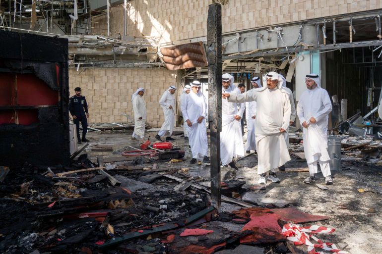 iran110-1780844780 Kuwaiti officials inspect damage inside a terminal at Kuwait International Airport following a drone and missile attack, in Kuwait City, Kuwait, June 3, 2026. Kuwait News Agency/Handout via REUTERS THIS IMAGE HAS BEEN SUPPLIED BY A THIRD PARTY NO RESALES. NO ARCHIVES