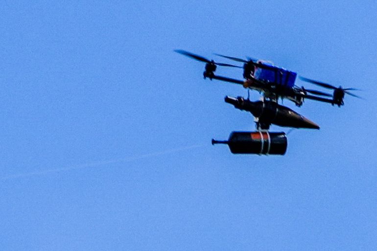 iran19-1780844778 An FPV (first person view) drone with fibre optic cable, flies over the border from Lebanon to Israel as it is seen from the Israeli side of the border, May 19, 2026 REUTERS/Ayal Margolin ISRAEL OUT. NO COMMERCIAL OR EDITORIAL SALES IN ISRAEL