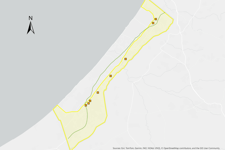 pic-887752-1780343007 خريطة توضح النقاط العسكرية المستحدثة في قطاع غزة (الجزيرة)