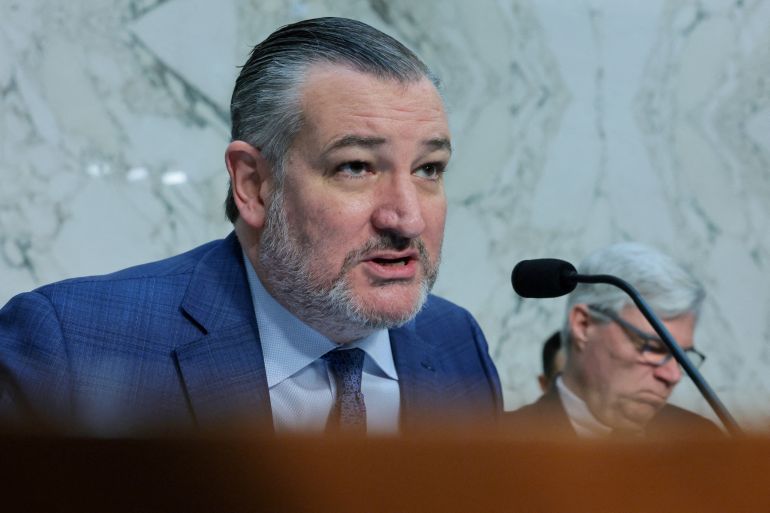 reuters_6a146b07-1779723015 FILE PHOTO: Subcommittee chairman U.S. Senator Ted Cruz (R-TX) presides over a Senate Judiciary subcommittee hearing on Special Counsel Jack Smith’s investigation into whether U.S. President Donald Trump had interfered with the 2020 election, code-named Arctic Frost, on Capitol Hill in Washington, D.C., U.S., March 24, 2026. REUTERS/Jonathan Ernst/File Photo