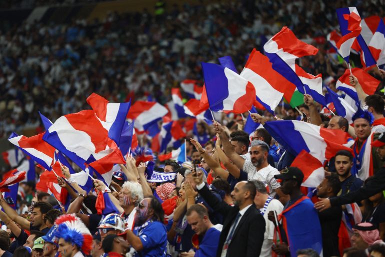 Soccer Football - FIFA World Cup Qatar 2022 - Final - Argentina v France - Lusail Stadium, Lusail, Qatar - December 18, 2022 France fans inside the stadium before the match REUTERS/Carl Recine