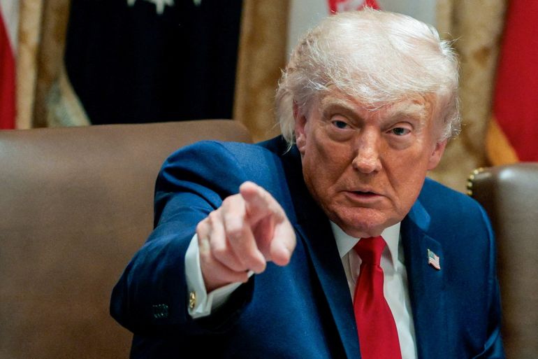 reuters_6a1b8bc4-1780190148 FILE PHOTO: U.S. President Donald Trump points his finger during a cabinet meeting in the Cabinet Room at the White House, in Washington, D.C., U.S., May 27, 2026. REUTERS/Evan Vucci