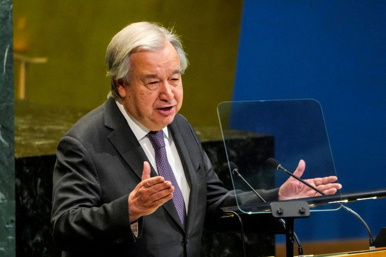 reuters_6a22866b-1780647531-2 FILE PHOTO: United Nations Secretary-General Antonio Guterres speaks to delegates during a meeting on Nuclear Non-Proliferation Treaty at U.N. headquarters in New York City, U.S., April 27, 2026. REUTERS/Eduardo Munoz/File Photo
