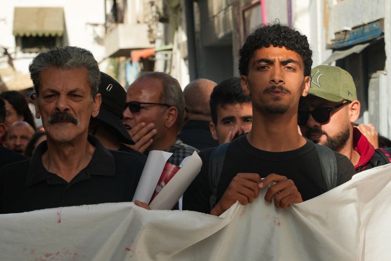 Tunisians protest against President Kais Saied amid an economic and social crisis, in Tunis, Tunisia, May 16, 2026. REUTERS/Jihed Abidellaoui