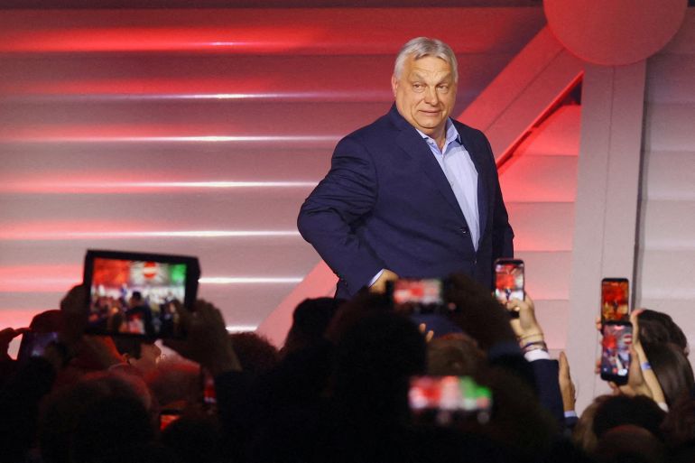 reuters_6a2d75ab-1781364139 FILE PHOTO: Hungarian Prime Minister Viktor Orban arrives to address supporters after the announcement of the partial results of parliamentary election in Budapest, Hungary, April 12, 2026. REUTERS/Bernadett Szabo/File Photo